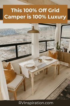 this is an image of a camper with the text, this 100 % off grid camper is 100 % luxury