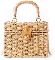 Women Handwoven Rattan vintage purse Beach Sea Bag Casual Handbag tote Basket Straw vacation Bag Natural Handbags, Boho Tote Bag, Wicker Purse, Sea Bags, Vacation Bag, Boho Tote, Straw Beach Bag, Casual Chique, Basket Tote