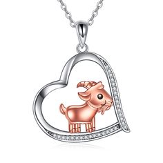 PRICES MAY VARY. 💖 Design: A cute animal necklace from the goat collection.Made with 925 sterling silver plus with AAA+ cubic zirconia,classical,cute and fashion.Perfect Goat Gifts for Goat Lovers. 💖 Material: 925 sterling silver goat heart necklace,hypoallergenic, tarnish resistant,nickel-free,lead-free,cadmium-free,suitable for long-term wear,not contain any allergic element. 💖 Size: Goat pendant:0.81*1.09 inch,chain Length:18 +2 inch extension chain.Packaging: 1x goat jewelry; 1 x polishin Goat Jewelry, Cow Highland, Goat Gifts, Animal Necklace, Necklace Heart, Necklace Sterling Silver, Highland Cow, Ferret, Jewelry For Women