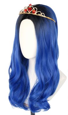 PRICES MAY VARY. Heat resistant synthetic fiber wig.Natural style,Soft,Comfortable and Breathable. Wig length:20 inch. Adjustable net cap fit most Kids. The Long Blue wig for Halloween,Cosplay,Costume,Theme party,Daily use or Just fun. Hand wash in cold water!Slightly Color Difference between Different Monitors. Package:only 1*wig,1*Crown,1*net cap and 1*operation manual.Top quality from US brand Topcosplay. Kids Girls Blue wig and crown for Halloween Costume party Costume Theme Party, Roots Clothing, Long Wavy Wig, Crown For Kids, Kids Wigs, Black Roots, Descendants 3, Wavy Wigs, Blue Wig