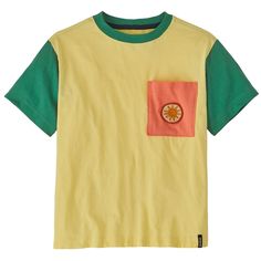 evo.com | Patagonia T-Shirts > Regular Fit Neither slim nor oversized. Fair Trade Certified™ Sewn 4.4oz 100% Regenerative Organic Certified™ Cotton Jersey | Kid's Patagonia Pocket T-Shirt 2024 - Small Yellow | Cotton Soft Boy Clothes, Clowncore Outfit, Fashion Boards, Early Riser, Yellow Clothes, Patagonia Kids, Soft Boy, Small Kids, Mountain Dew