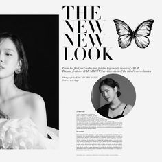 the new look magazine features an image of a woman in a white dress with a butterfly on her shoulder