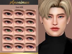 an image of various colored eyes for the simse game nomiux, with different colors