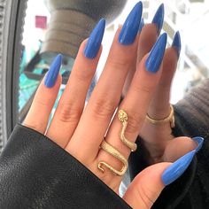 50 Latest Stiletto Nail Ideas To Try 2024! 31 French Tip Nails Stiletto, Blue French Tip Nails, Celebrity Hair Inspiration