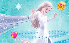 the frozen princess is flying through the air with her hair blowing in the wind,