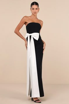 High Neck Bow Dress, Black And White Mob Dress, Black And White Prom Dress Long, Black And White Bridesmaids Dresses, Black And White Bridesmaids, Black And White Bridesmaid Dresses, Black And White Prom Dress, Black And White Long Dress, Black And White Formal Dress