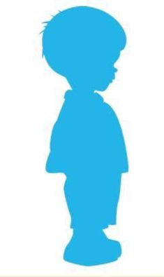 a blue silhouette of a boy standing in front of a white background with the words, how do you think about this?