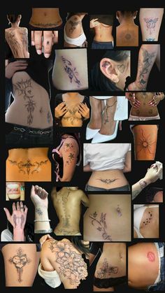 many different pictures of people with tattoos on their backs