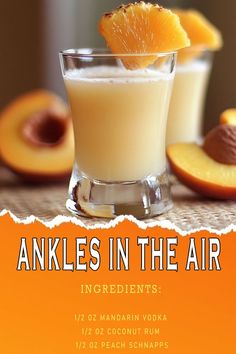 an advertisement for an orange juice drink with the words ankles in the air on it