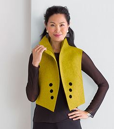 High-end Nehru Jacket With Stand Collar For Fall, Wool Scarves, Wearable Art Clothing, Vest Designs, Wool Vest, Vest Pattern, Nuno Felting, Clothing Designs, Refashion Clothes