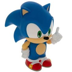 sonic the hedgehog figurine is holding his thumb up