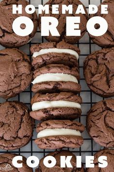 homemade oreo cookies on a cooling rack