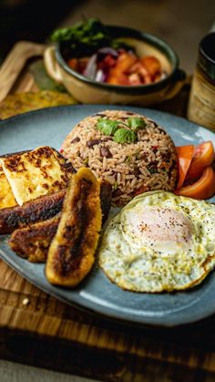 the meal is prepared and ready to be eaten on the table in the restaurant or cafe