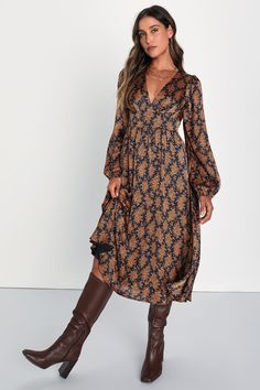 Elegant V-neck Midi Dress With Ditsy Floral Print, Elegant Long Sleeve Floral Dress With Ditsy Print, Elegant Patterned Floral Print Maxi Dress, Elegant Floral Print Patterned Maxi Dress, Elegant Long Sleeve Midi Dress With Ditsy Floral Print, Elegant Long Sleeve Maxi Dress With Ditsy Floral Print, Elegant Ditsy Floral Print Dress For Casual Wear, Fitted Satin Maxi Dress With Floral Print, Elegant Floral Dress With Ditsy Print