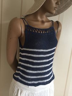 Striped Summer Tank Top For Vacation, Striped Summer Tank Top For The Beach, Summer Striped Tank Top For The Beach, Striped Summer Tank Top For Beach, Summer Striped Tank Top For Beach, Cotton Cami Vest For The Beach, Cotton Cami Vest For Beach, Nautical Striped Tops For Summer, Striped Nautical Tops For Summer