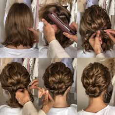 Short Hair Wavy Low Bun for Wedding Wedding Guest Hair Bob Length, Short Bob Hairstyles Wedding, Shoulder Length Hair Updo Wedding, Bohemian Short Hair, Bob Length, Short Hair Wedding, Wedding Hairstyles For Short Hair, Short Bridal Hair, Short Hair Updo Tutorial