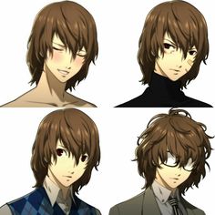 four different images of a man with brown hair