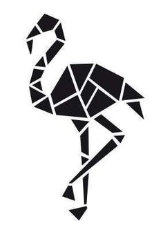 a black and white image of a bird with geometric shapes on it's body