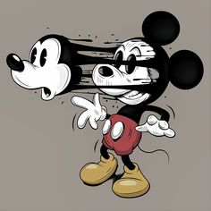 a cartoon mickey mouse with one hand on his hip and the other pointing at it