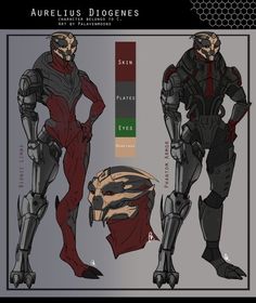 the concept art for person's character sheet from star wars, including armor and helmet