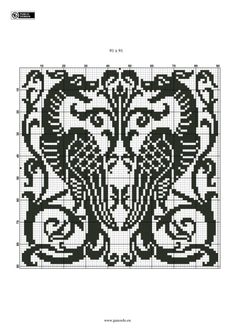 the cross stitch pattern is shown in black and white, with an ornate design on it