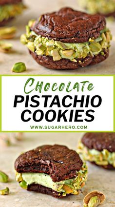 chocolate pistachio cookies with avocado on top