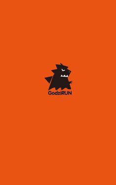 an orange background with the word godzilla on it and a black cat in the middle