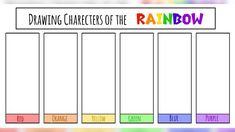 the rainbow chart is shown with different colors and font on it, as well as an image