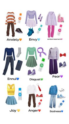 the different types of clothes are shown in this graphic style, including sweaters and skirts