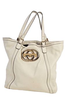 Vintage Gucci White Web Britt Cream Leather Tote Bag Bag is Pre-owned, Good Condition Corner wear, leather creasing, marks & spots with stains. Interior lining has spots with stains. Please see pictures Cream color Genuine Leather Gold tone hardware Double handles Open on top Made in Italy If you are interested in any other items from this look, please let me know Brand: Gucci Style: Tote Color: Cream Material: Leather Measurements in Inches: Length across bottom: 14 Length across top: 18 Height: 12 Bottom wide: 4 Handles drop: 9 Gucci Style, Top Handle Bags, Gucci Fashion, Bag Bag, Leather Tote Bag, Vintage Gucci, Leather Tote, Cream Color, Purses And Handbags