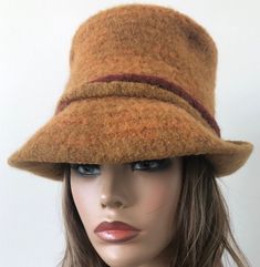 Felted Top Hat, Rolled Brim Hat, Women’s Felted Hat Handmade in any color and size Fedora Hat Summer, Art Deco Hats, Womens Fedora Hat, Wool Cloche Hat, Felted Hat, Flapper Hat, Womens Fedora, Wool Top, Easy Style