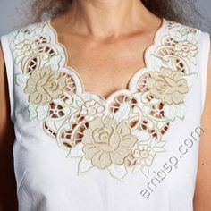 Neckline Cutwork "Flower Fantasy" Total embroidery size is 337*324mm - Designs and Fonts Embroidery Floral Machine Embroidery Designs, Embroidering Machine, Crochet Hat With Brim, Embroidery Patterns Vintage