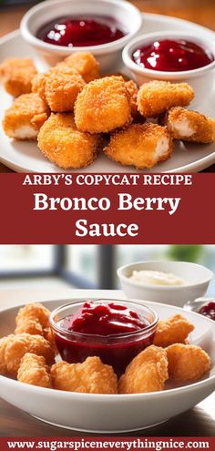 broccoli and cranberry sauce on a plate with the words arby's copycat recipe broccoli berry sauce