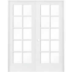 French 10 Lite Clear Glass MDF Interior Double Door - Krosswood Interior Door White, Interior Double Door, Utilitarian Design, Double Doors Interior, Veneer Door, Prehung Interior Doors, Wood Exterior Door, Prehung Doors, Mdf Doors