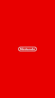 the nintendo logo is shown on a red background