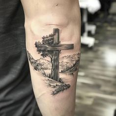 Strength Cross Tattoo Artwork Set Biblical Art Tattoos For Women, Nature Arm Tattoo For Men, Minimal Tatoos Idea Men, Professional With Tattoos, Welding Tattoo For Women, Biblical Forearm Tattoos For Men, Christian Leg Sleeve Tattoos, Men Western Tattoo, Left Forearm Tattoo Men