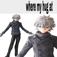 an anime character with grey hair and black clothes