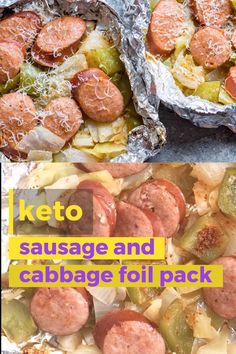 keto sausage and cabbage foil pack