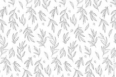 a black and white pattern with leaves on it