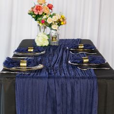 Premium Cheesecloth Table Runner 16FT x 25 - Navy Blue Cheesecloth Runner, Brides Table, Cheesecloth Table Runner, Crystal Centerpieces, Farmhouse Aesthetic, Cotton Gauze Fabric, Event Table, Table Set Up, Cozy Farmhouse