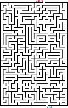 a black and white square maze with the word start in red, on top of it