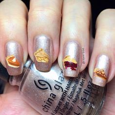 Pie Nails, Free Hand Nail Art, Food Nail Art, Hand Nail Art, Eyes Nails, Food Nails, November Nails, Gel Acrylic Nails