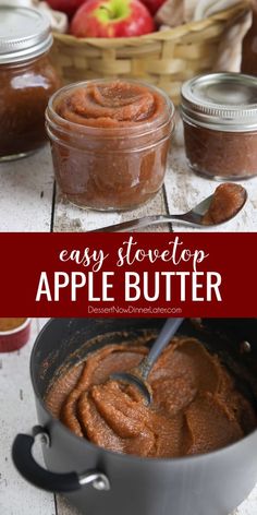 an easy stove top apple butter recipe in a pot