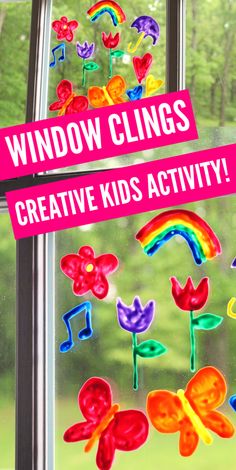 the window clings are colorful and fun for kids to use in their windowsills