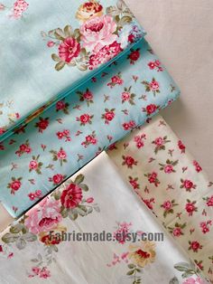 four different types of fabric with flowers on them