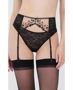 Skarlett Blue - Cosmoliving By Cosmopolitan, Lace Garter, Dillard's, Black Belt, V Shape, Custom Fit, Floral Lace, Lace Front, Color Matching