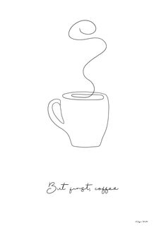 a drawing of a coffee cup with steam coming out of it's top and bottom