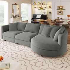 a large sectional couch in a living room