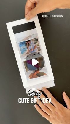 someone is holding up a card with an image of a woman on it and the caption says cute gift idea