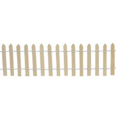 a wooden picket fence with metal posts